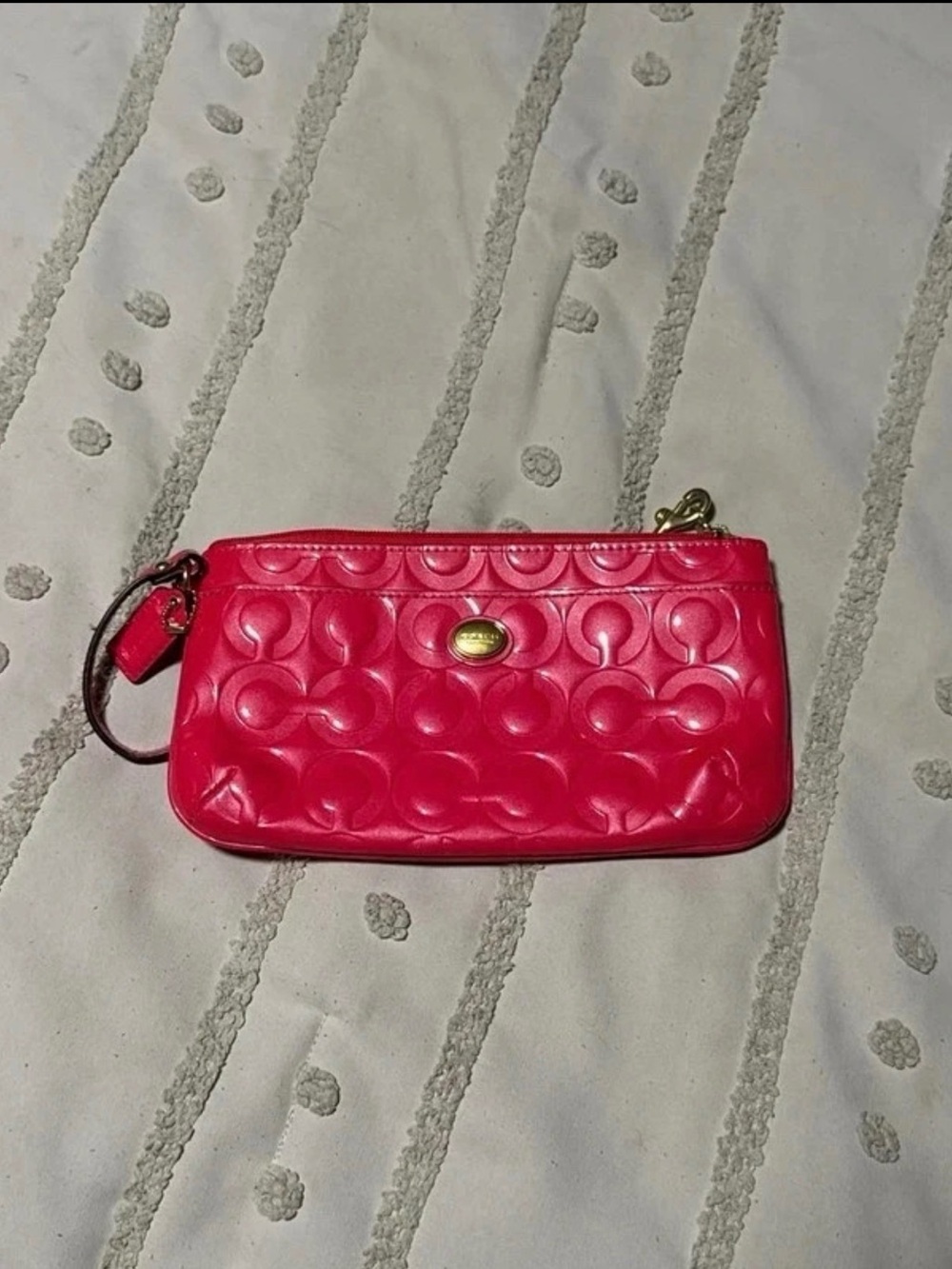 Coach Hot Pink Quilted Signature Wristlet